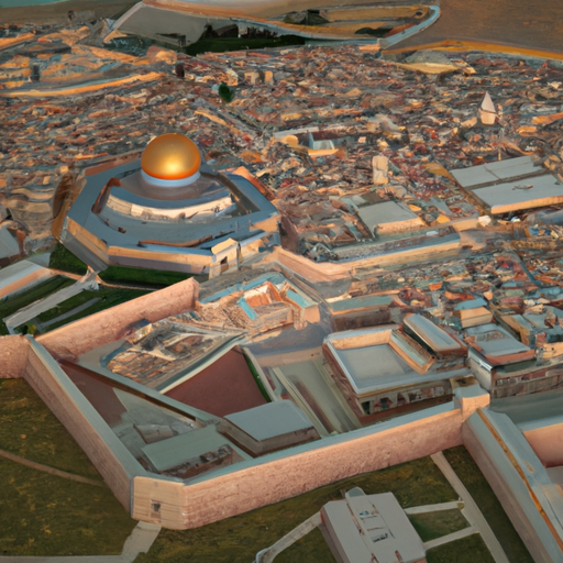 3. מבט אווירי של ירושלים המראה את קרבתם של המלונות המוצגים לכותל המערבי.